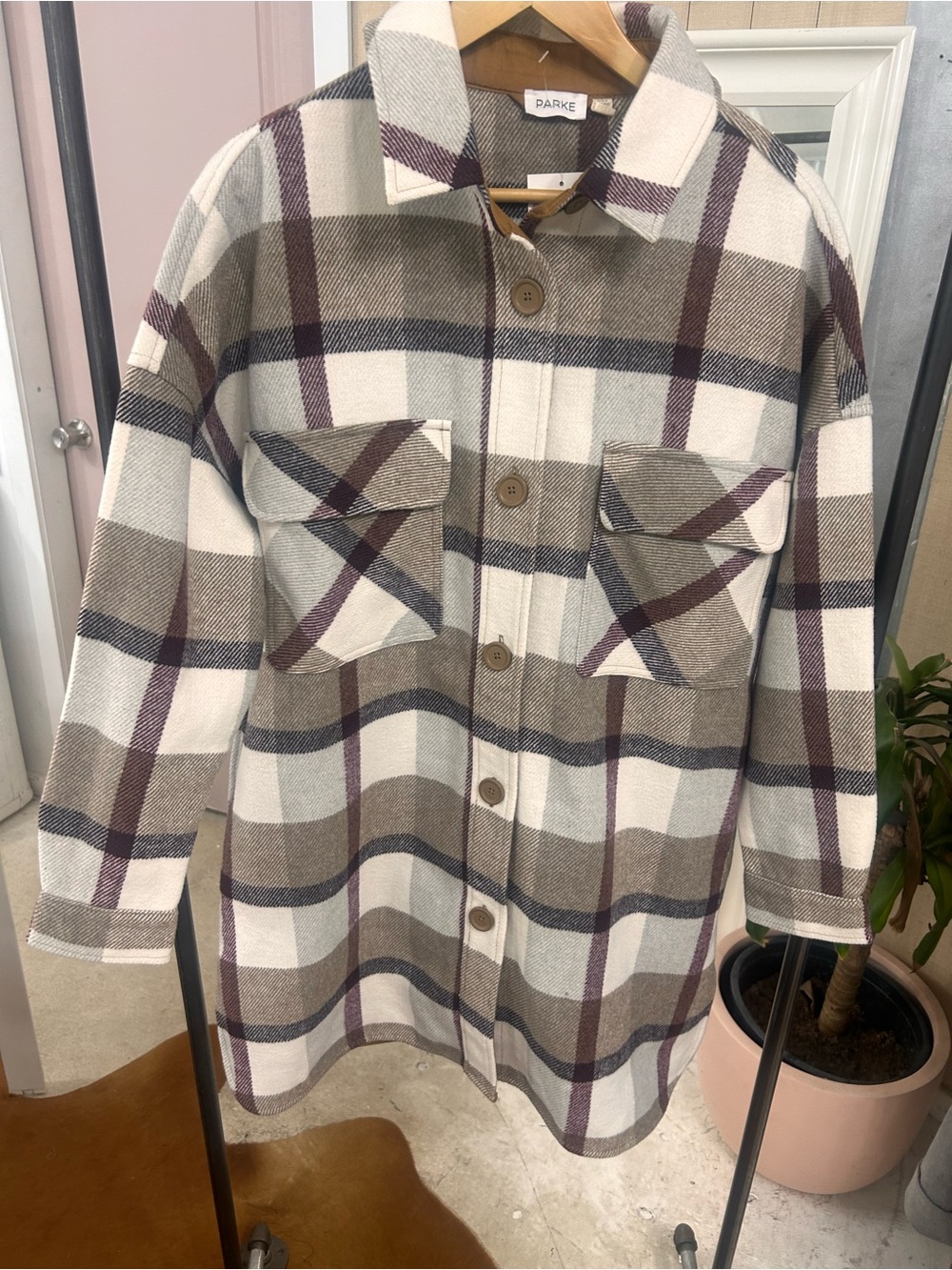 Priv - Plaid Shacket With Pockets NWT Medium